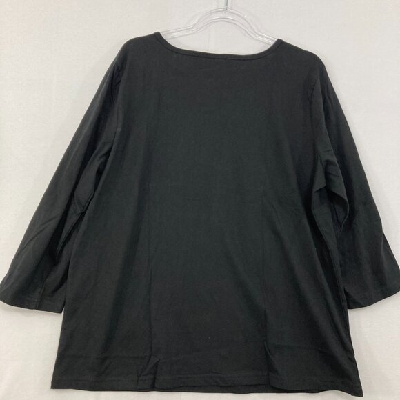 Vintage Collections Etc. sz XL Floral Sequins Festive Holiday Cotton Stretch Top - Picture 7 of 8